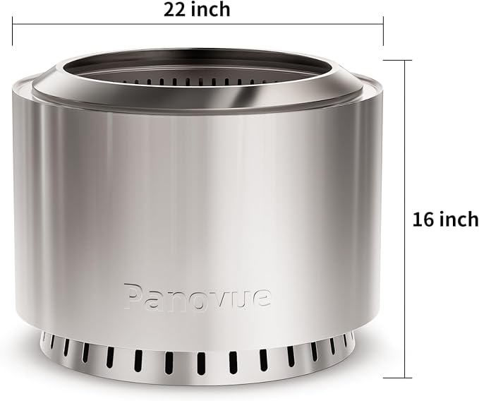 Brasero exterior sin humo de acero inoxidable Panovue 22 pulg miniatura 3