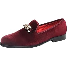 ELANROMAN Mens Loafers Gold Buckle Fashion Handmade Wedding Party Prom Shoes