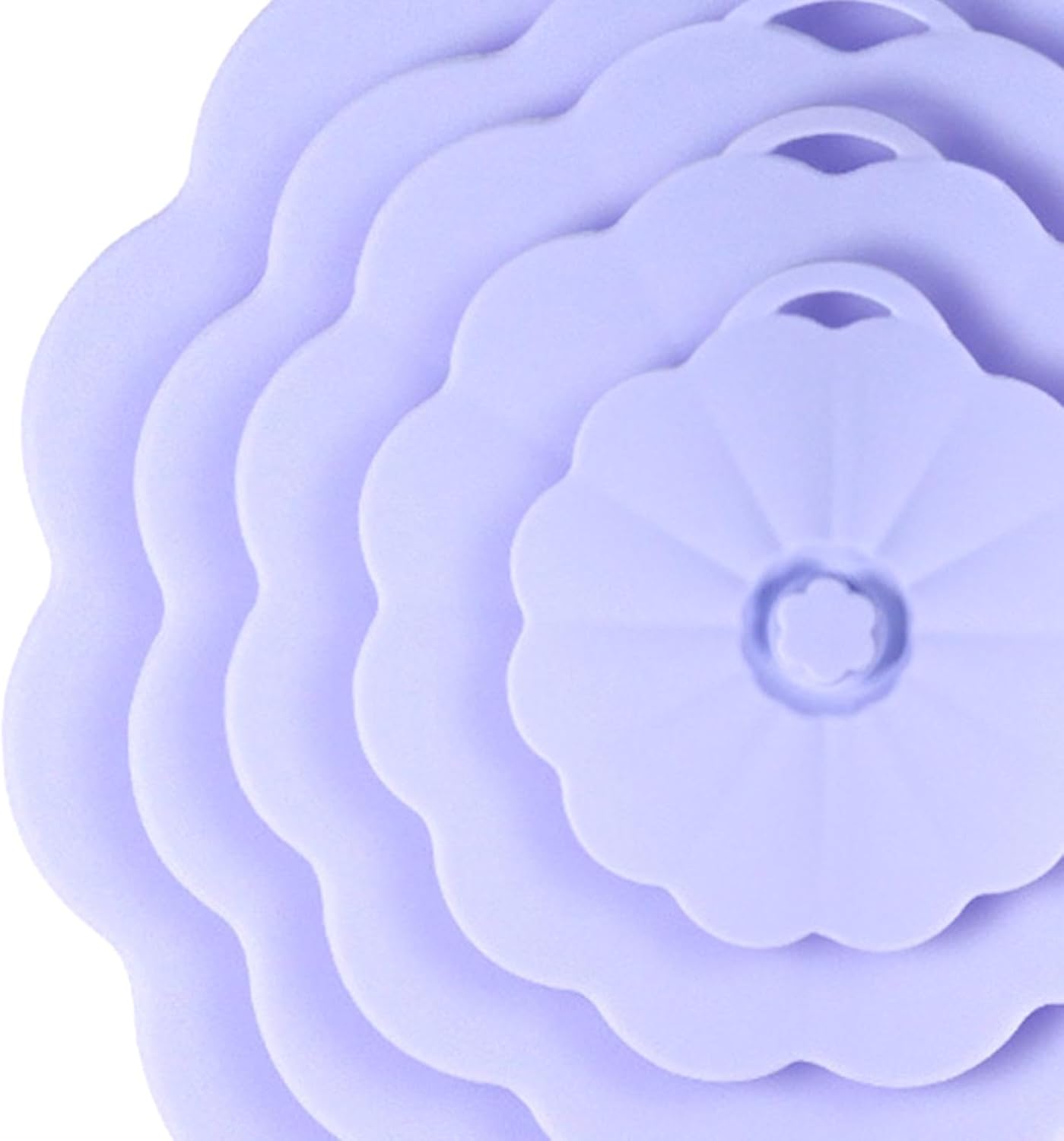 5x Silicone Lids Microwave Splatter Cover, Reusable Leakproof Sealing Lid Food Suction Lid for Fridge Top Skillets Pans, purple