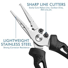 TRUSCEND Lockable Handy Fishing Pliers with Innovative Ergonomic Handle, Saltwater Corrosion Resistant Teflon Coated Fishing Tool, Multi-Function Fishing Gear with Mo-V Cutter, Amazing Fishing Gift