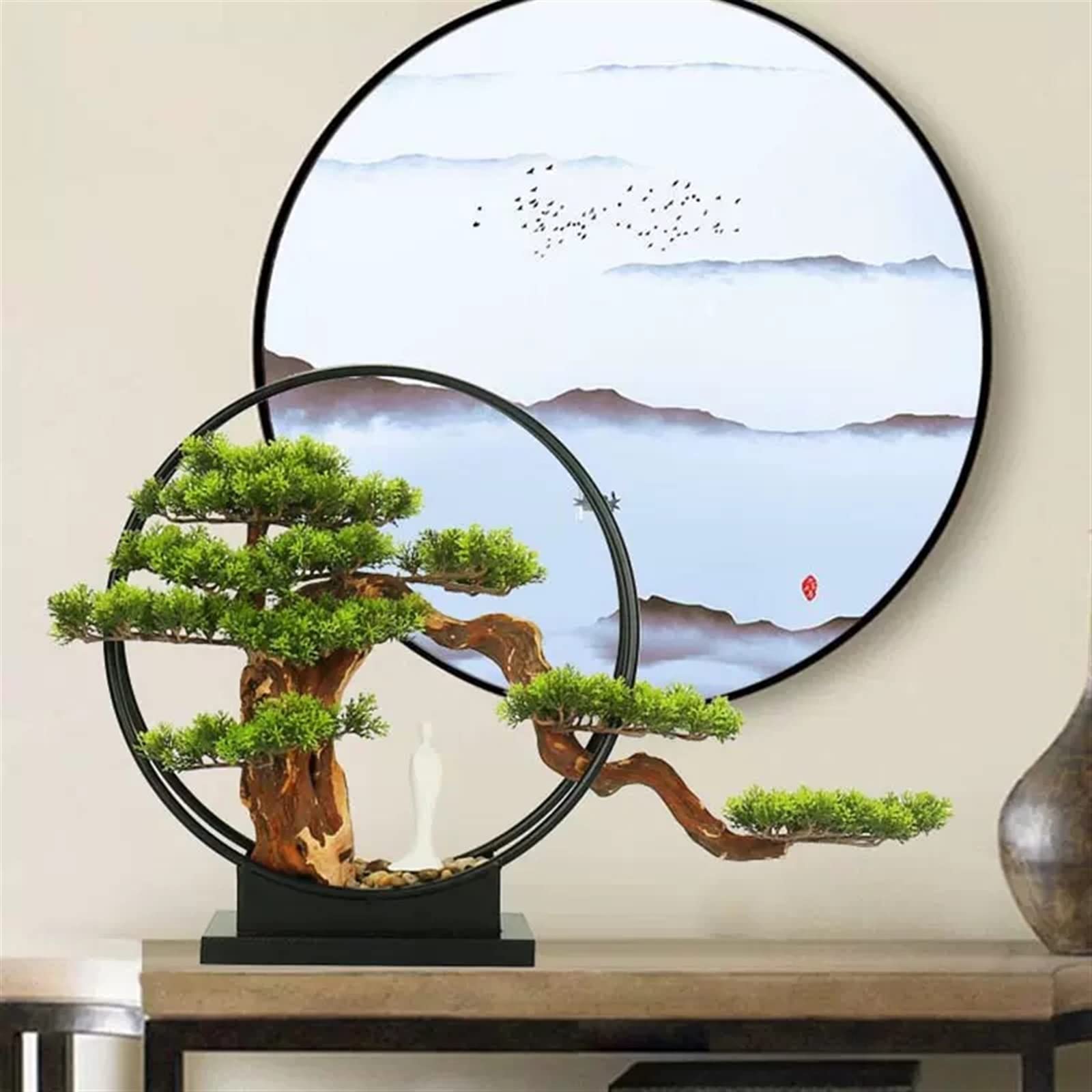 Bonsai Artificiale, Albero Bonsai Artificiale, Piante Finte da Scrivania, Decorazione per La Stanza, Simulazione per Ufficio, Soggiorno, Giardino, Piante Finte Decorative,Green