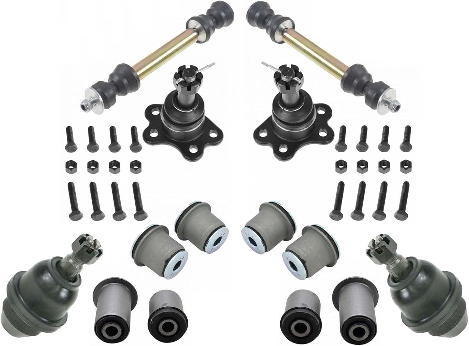TRQ Front Suspension Kit Ball Joint Control Arm Bushing Kit Control Arm Bushing Set Sway Bar Stabilizer Link Set Compatible with 95-00 Chevrolet GMC