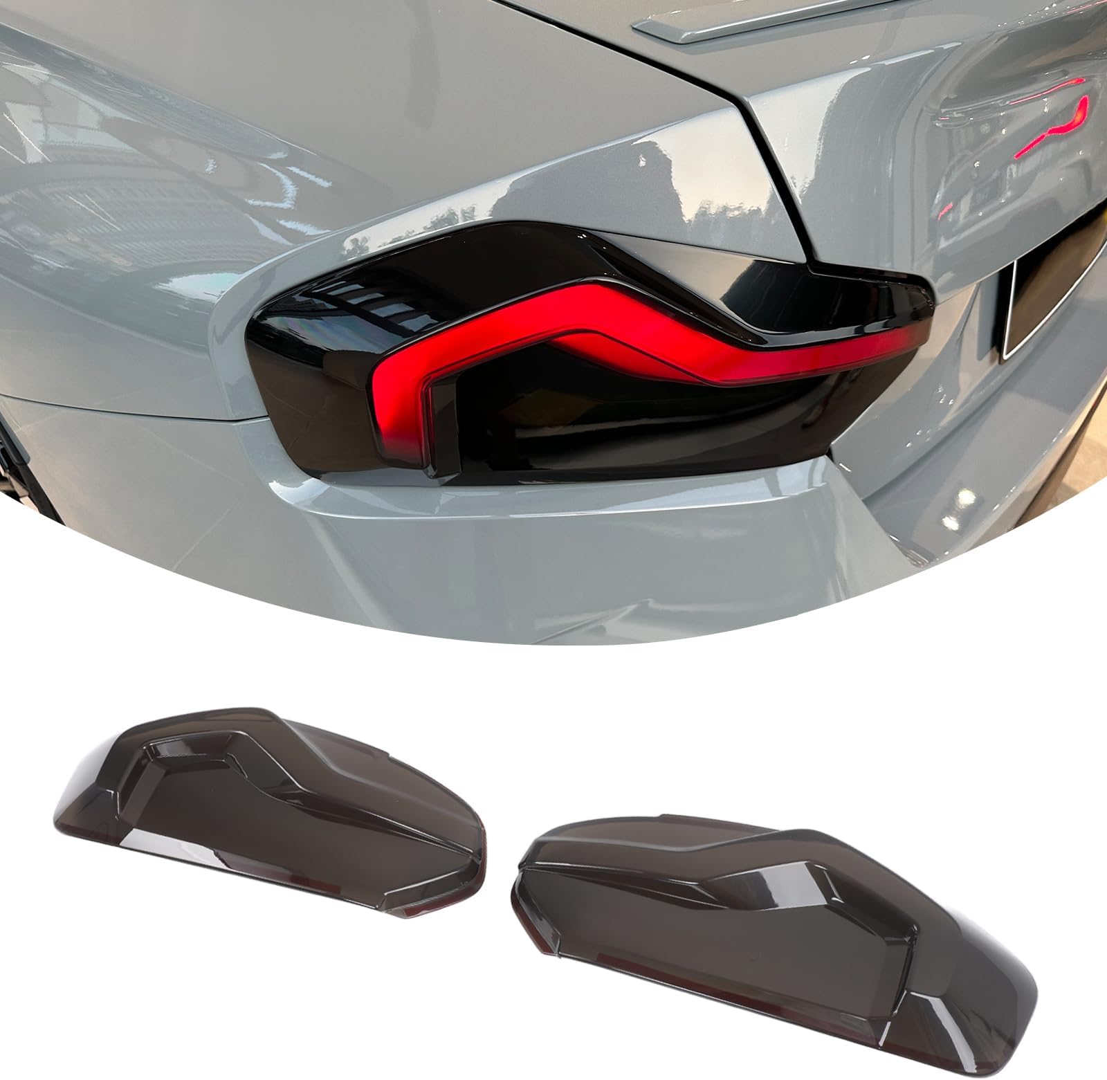 Car Tail Light Lamp Cover Trim Compatible with BMW 2 Series G42 M2 M240i G87 2022-2026,ABS Smoked Black Rear Tail light Shell Trim Cover,Rear Lamp Shade Brake Indicator Light Accessories (Black)