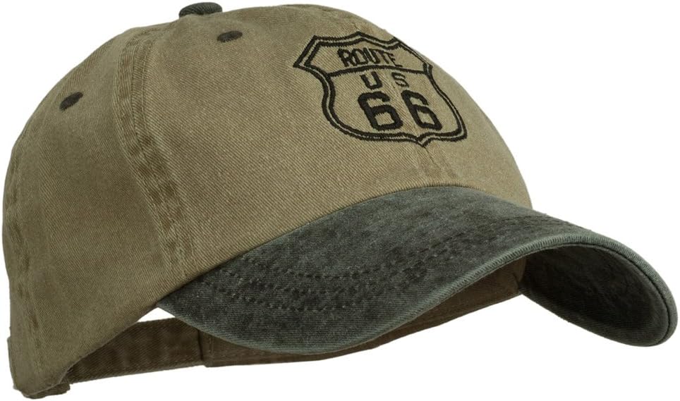 e4Hats.com US Route 66 Embroidered Pigment Dyed Washed Cap
