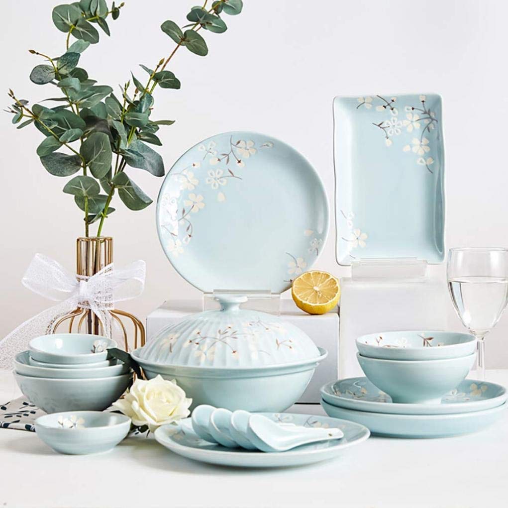 Ceramika zastawa stołowa, 18 sztuk zestaw ceramicznych zastaw stołowych porcelanowe talerze obiadowe talerze deserowe miski spodki łyżka do zupy garnek do zupy