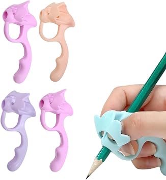 Yilia Pencil Grips For Handwriting, Ergonomic Pencil Grippers Holder, for Posture Correction, Training Writing, for Preschooler Kids Toddler Children Special Needs Pink Set, 4PCS