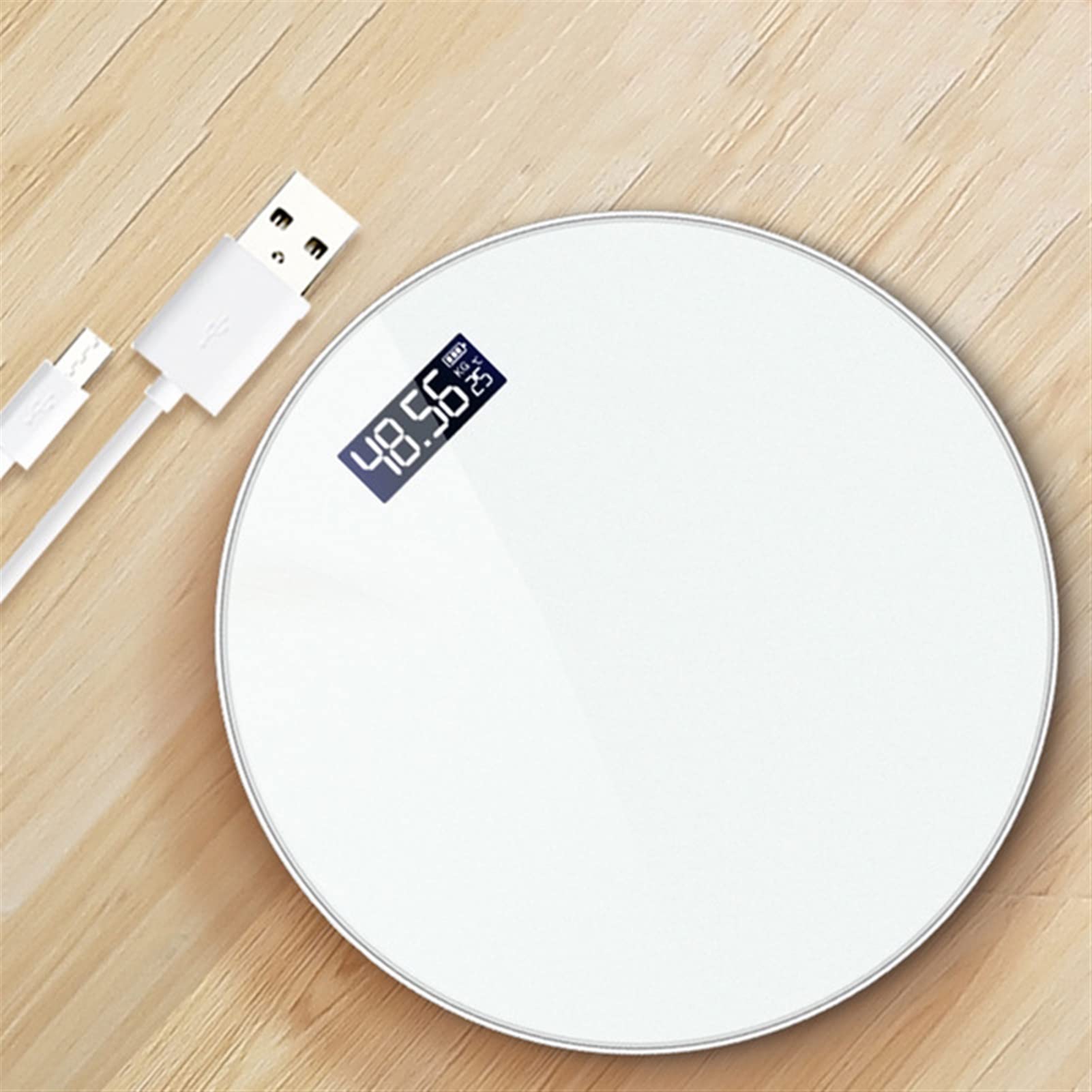 JINGYAN Básculas digitales Bathroom Scales Floor Body Weight Scale Round Toughened Glass LED Digital Electronic Weighing Bath(Battery Black)