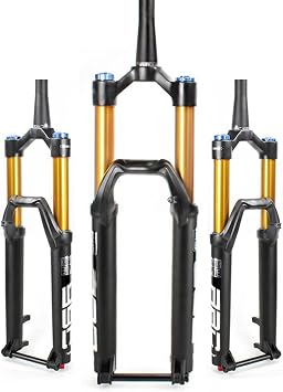 27.5/29インチ エアマウンテンバイクサスペンションフォーク、160mmトラベル、超軽量アルミニウム合金テーパー1-1/2インチMTB自転車フロントフォーク15 * 110mmアクセサリー