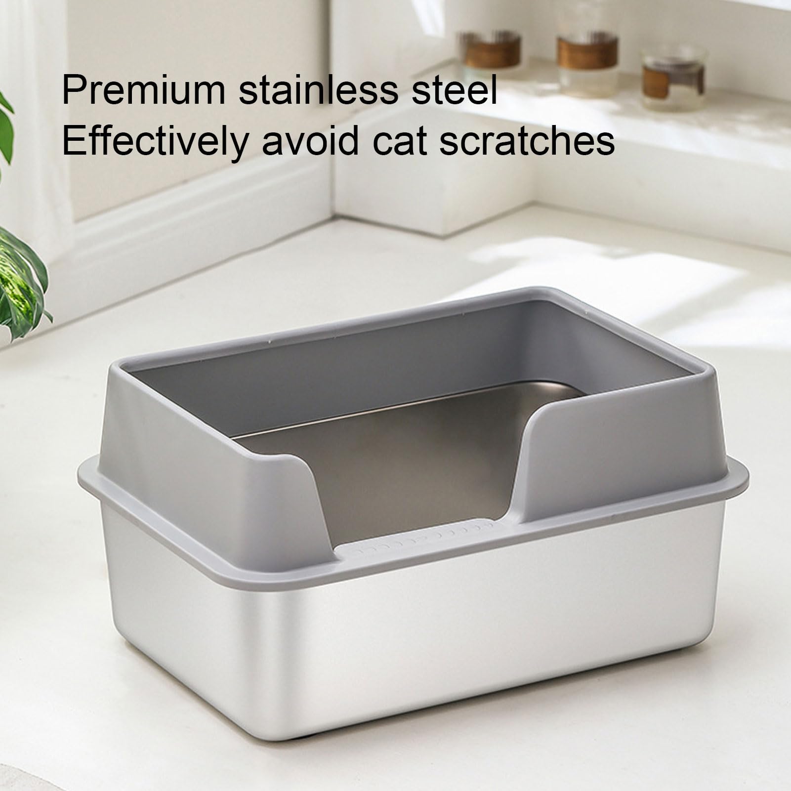 Lettiera per Gatti in Acciaio Inossidabile, Facile da Pulire, Antiching, con un Design Chiuso Unico per Animali Domestici Medium, Adatto per Gatti, Conigli e Cavie (Grigio di piccole