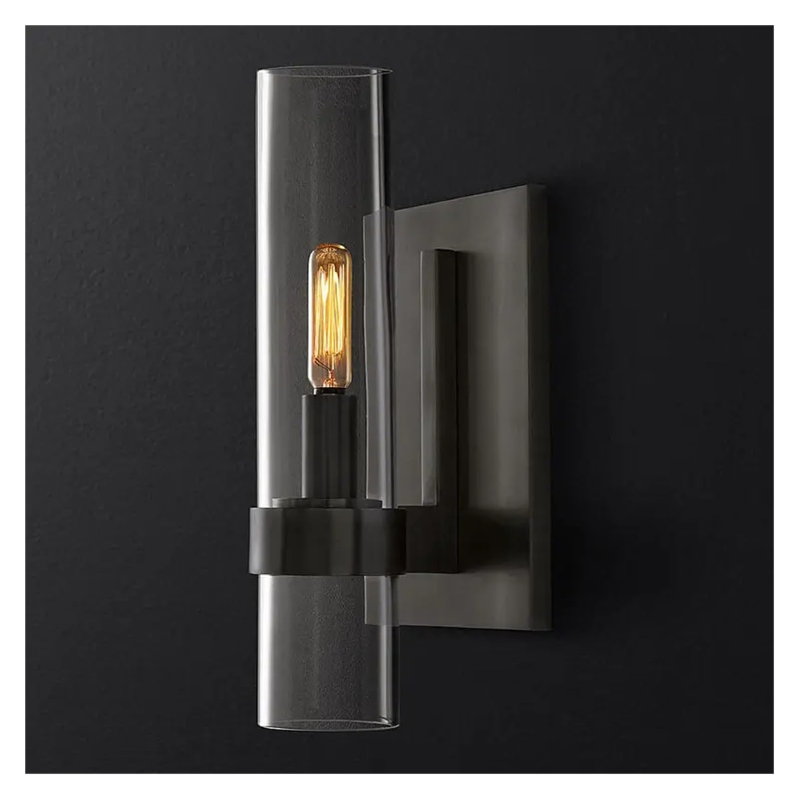 CWCQGH Modern Linear Bedside Wall Sconce Glass Wall Lamp Bedroom Wall Light,Black-Cool White