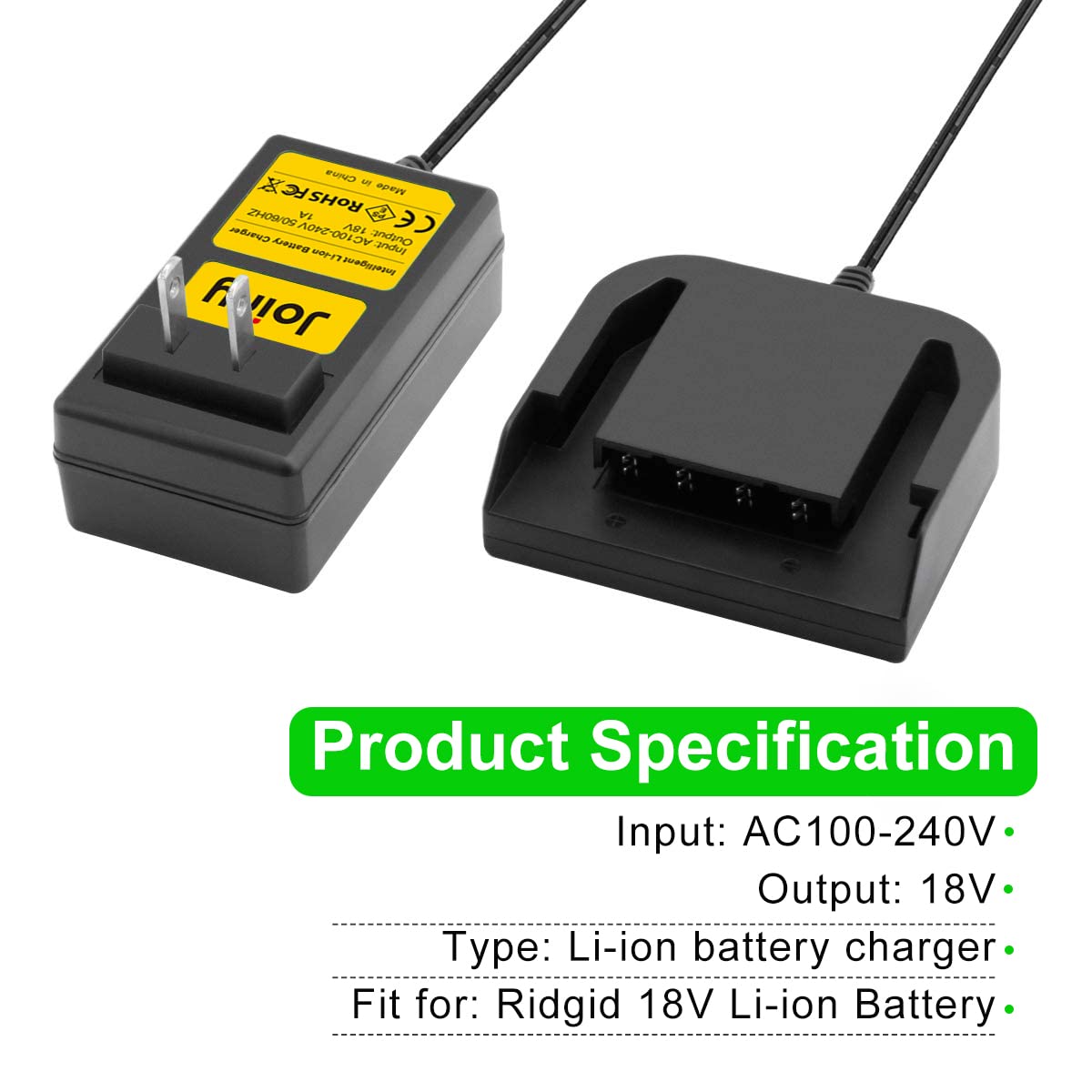 Joiry 18V Lithium Battery Charger Compatible with Ridgid R840083 R840087 R840086 R840089 AC840085 AC840086 AC840089