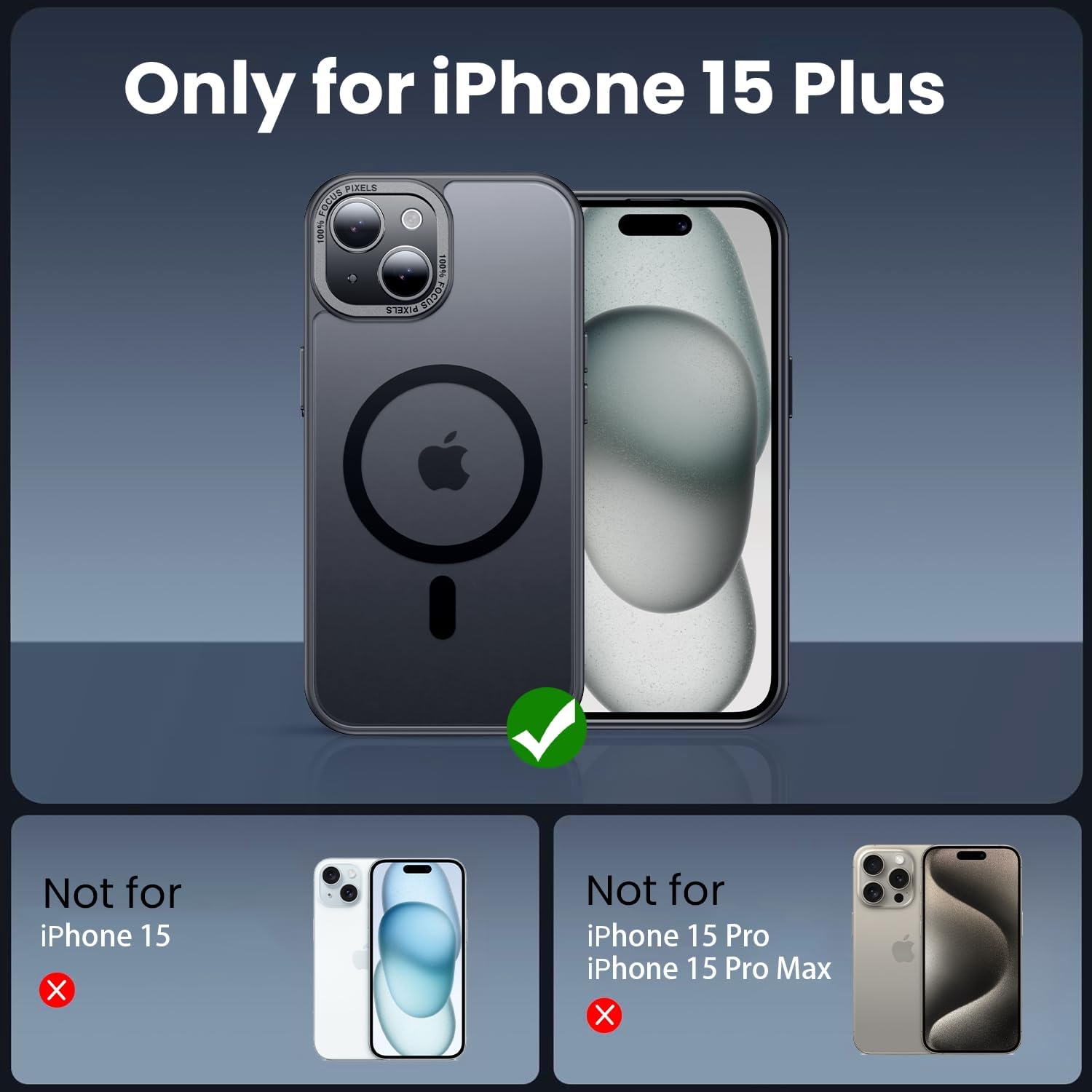 for iPhone 15 Plus Case, [with Screen Protector X1、Privacy Screen Protector X1][Compatible with MagSafe][15FT Military Drop Protection] Shockproof Phone Case for iPhone 15 Plus 6.7", Black - Image 2