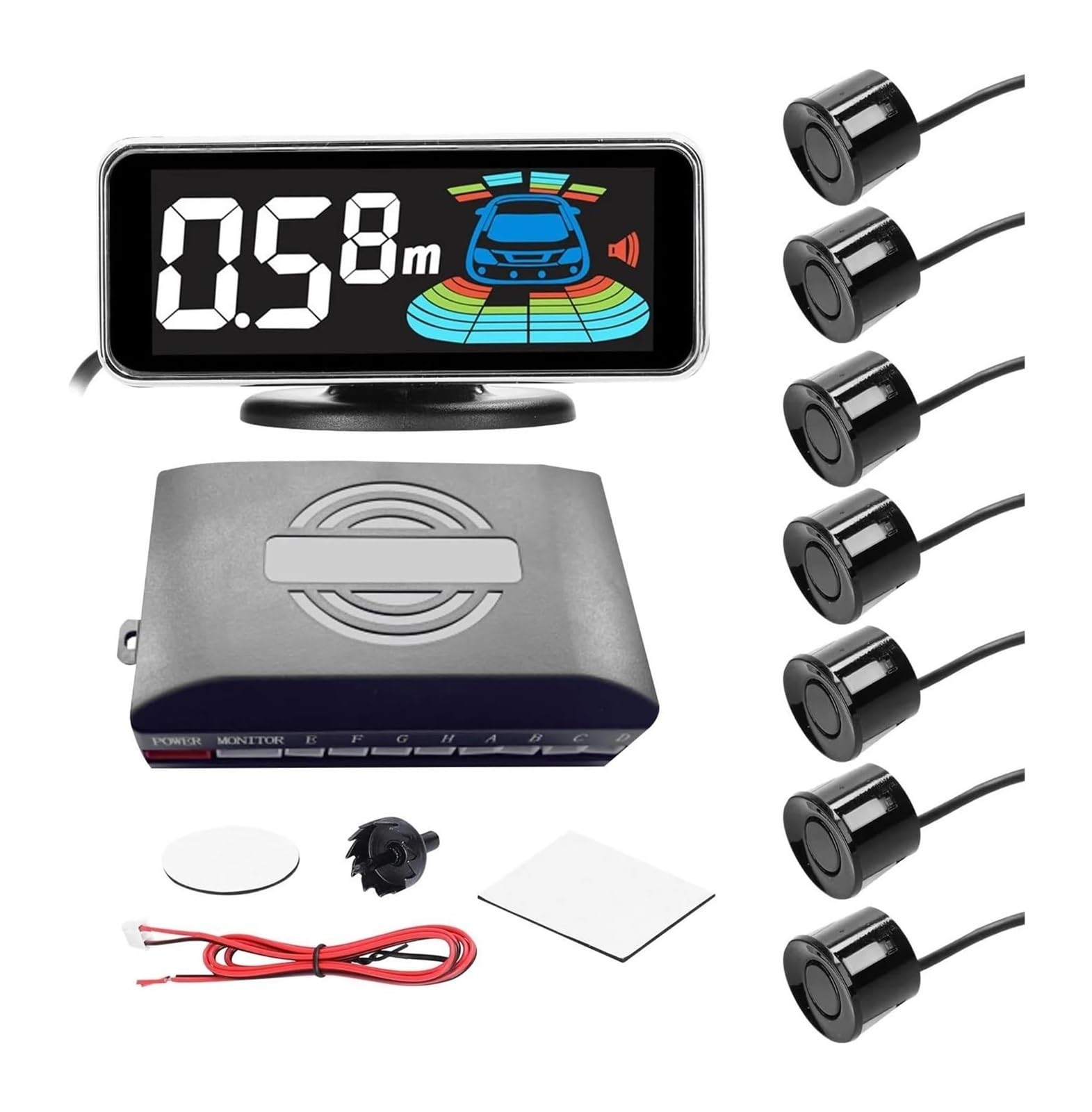 Sensor Aparcamiento Radar Marcha Atrás Trasero para Coche Detección Distancia 4/8" Y Advertencia Sonora Sensor De Aparcami