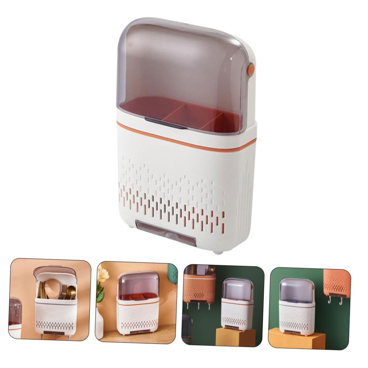 ULTECHNOVO Support Mural pour Baguettes et Couverts Blanc Égouttoir Ventilé Multifonction pour Cuisine Rangement Espace Optimisé pour Fourchettes Cuillères et Baguettes Organisateur Compact