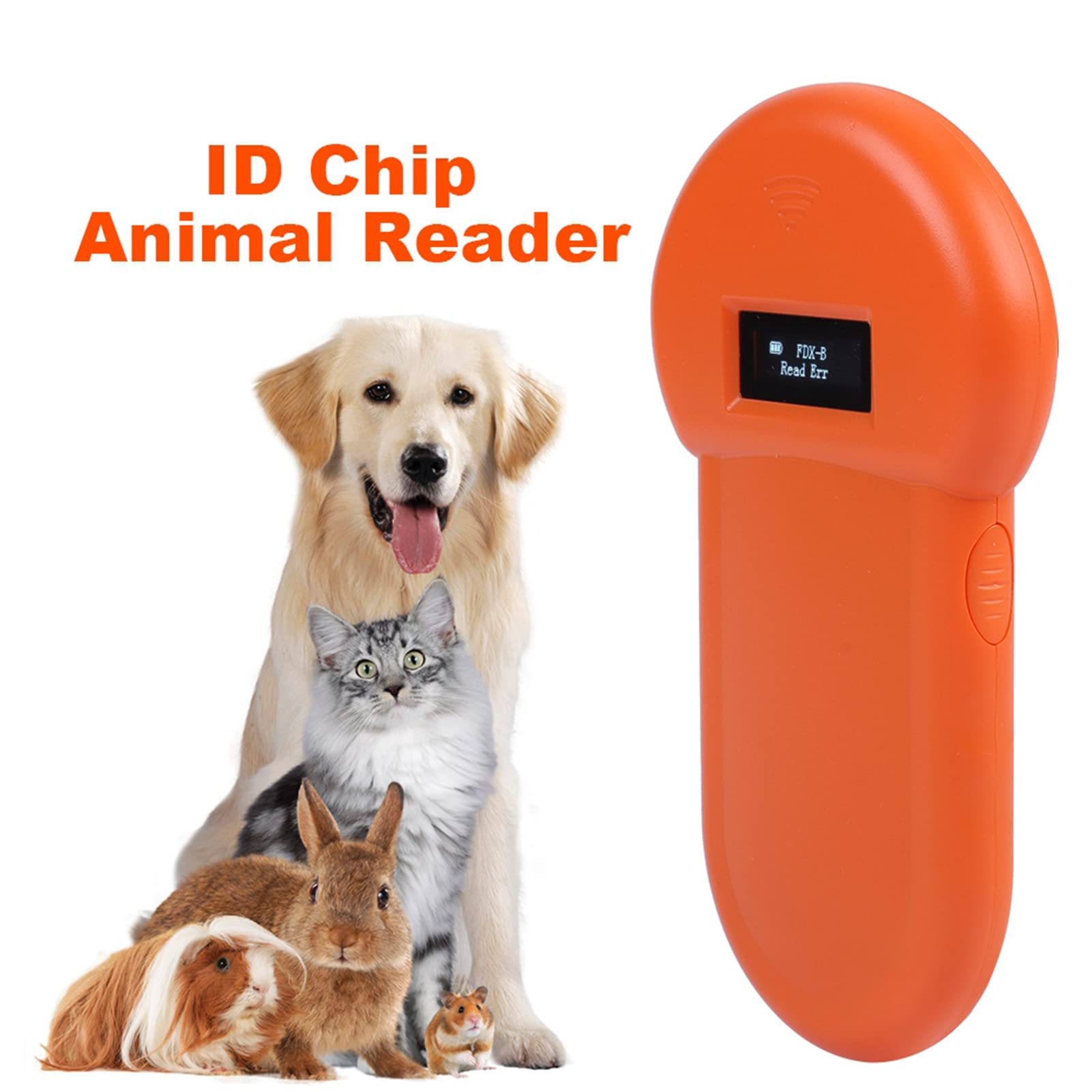 Dpofirs Scanner de Puce Pet, Lecteur de Micropuce, Lecteur d'animal de Puce D'identification ISO LCD 134,2 KHz RFID Chien Micropuce Scanner Portable pour Animaux de Compagnie pour Chats