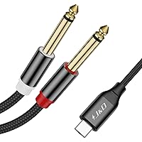 Vista 9 de J&D Cable divisor estéreo USB C a doble de 0.250 in y 1/4 pulgadas, USB tipo C a doble cable de audio TS de 0.250 in 1/4 pulgadas para iPhone 15/15