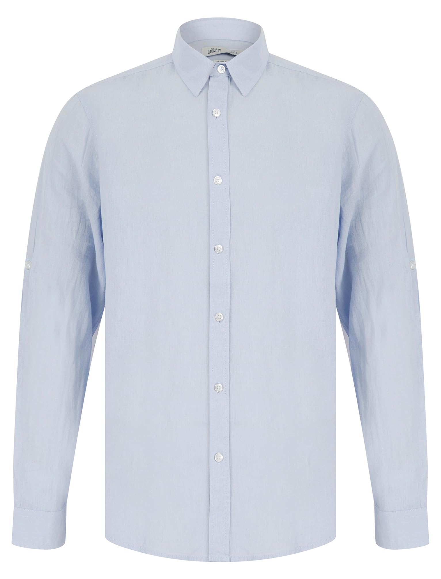 Tokyo Laundry Men's Soft Blue 'Helios' Classic Collar Long Sleeve Linen Cotton Blend Shirt