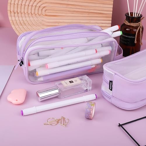 Vista 60 de iSuperb Estuche pequeño para lápices, lindo soporte para bolígrafo, organizador estético para niños, niñas, niños, estudiantes, suministros A-Negro