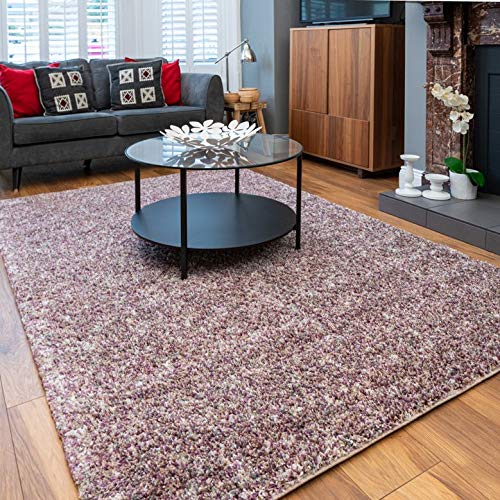 Purple Heather Warm Thick Shaggy Area Rug Mottled Speckled Fluffy Living Room Lounge Sunroom Conservatory Mat Rugs 120cm x 170cm
