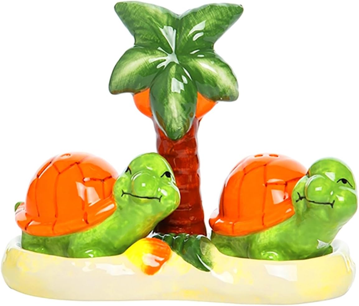The Bridge Collection Turtle Salt & Pepper Set with Caddy Outdoor