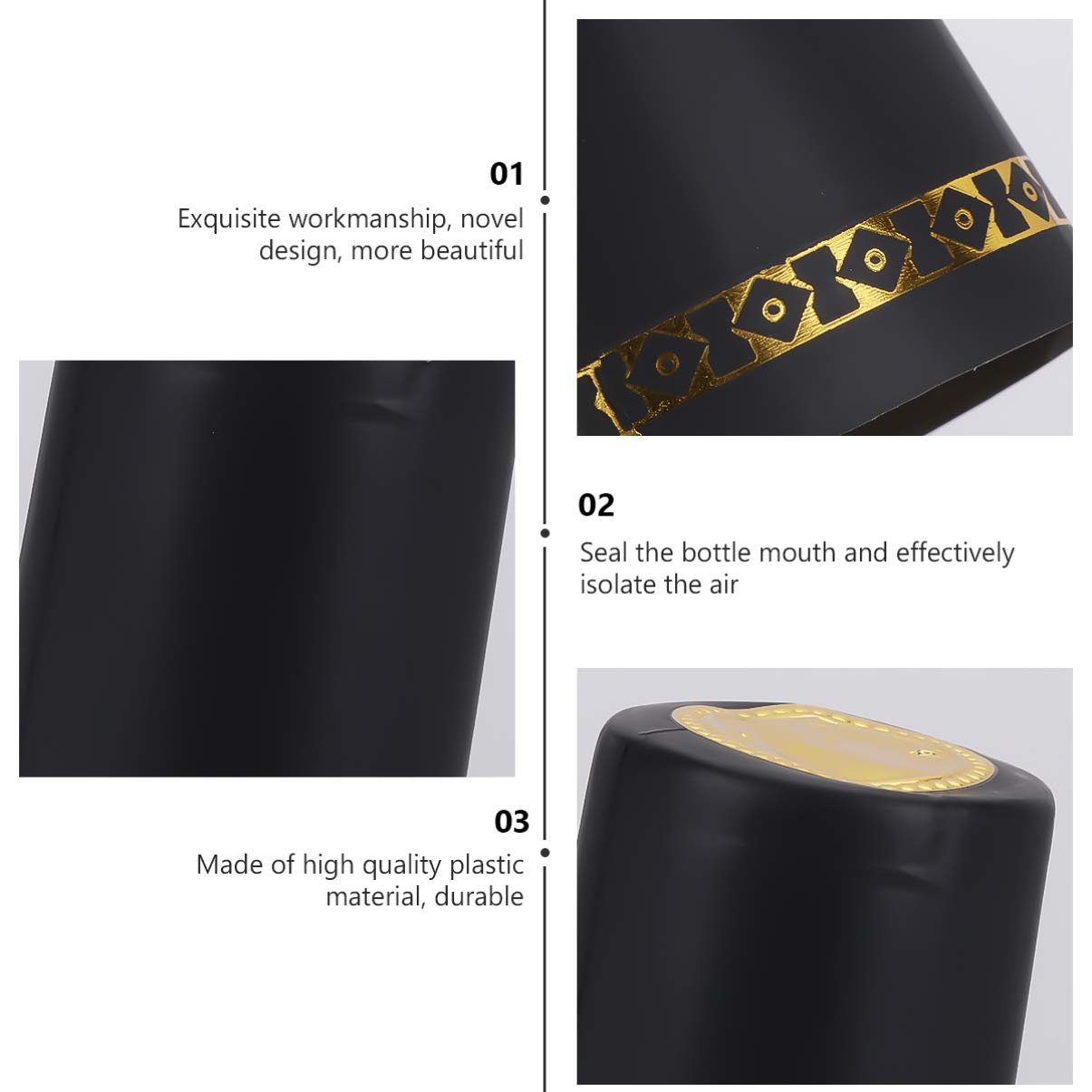 Capsule Termoretraibili Per Bottiglie Di Vino - 100 Pezzi Nero 33mm - Foto 7