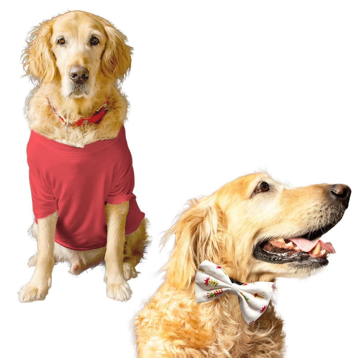 Ruse Basic Summer Dog T-Shirt Solid Pets Crew Neck & Wilderness Printed Bow Tie Half Sleeves Party Dress Set/Apparel/Clothes/Tees Gift for Dogs.Large (B09TH9J3HS) Amazon Price History, Amazon Price Tracker