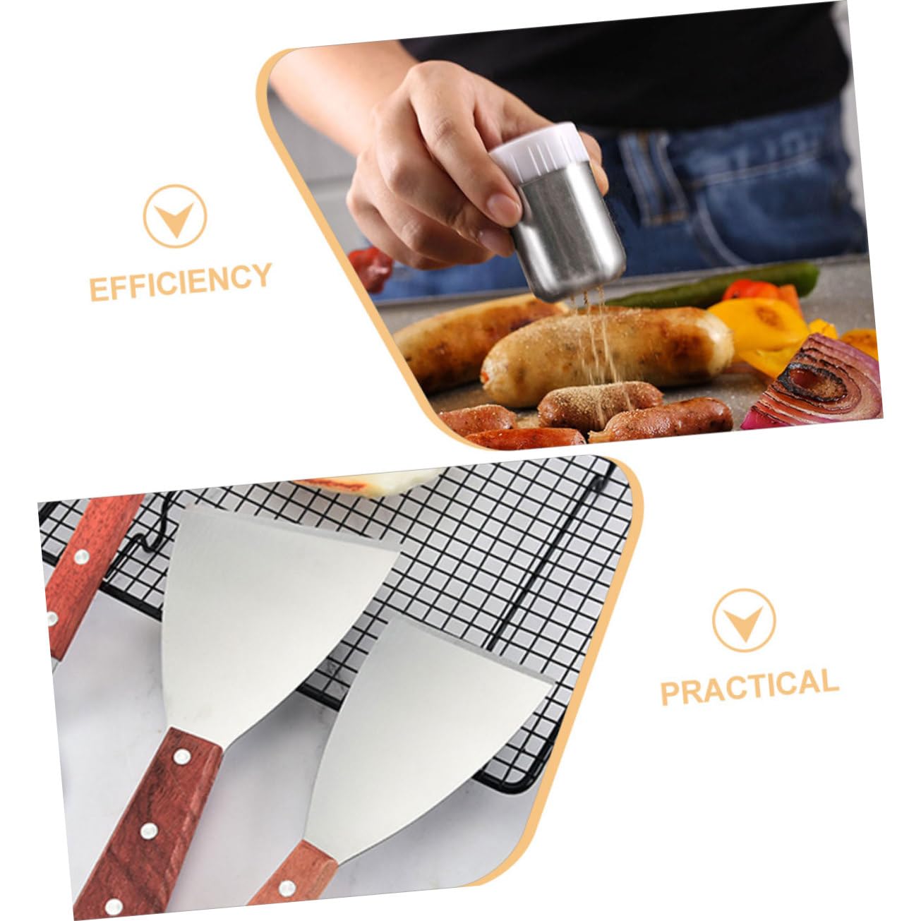 Amosfun Set Strumenti Barbecue in Metallo Inossidabile Pressa per Carne, Spatola e Pennello per Grigliate Esterne