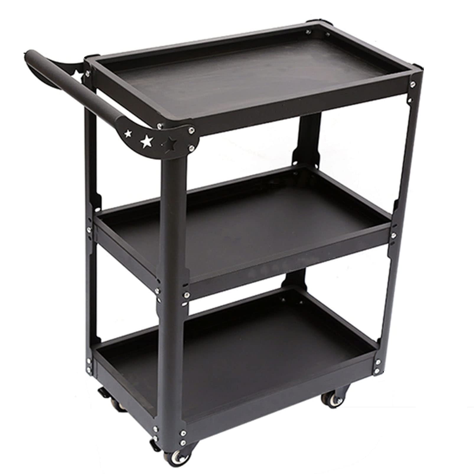 Carrello industriale a 3 livelli resistente, carrello in acciaio con ripiano per garage, officina, magazzino, stoccaggio e organizzazione