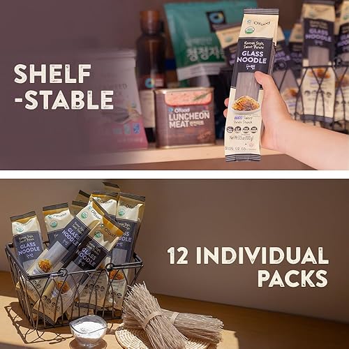 Vista 5 de Chung Jung One Fideos de vidrio coreanos de batata, sin gluten, vegano, sin sodio, sin azúcar, 3.5 onzas (3.53 oz), paquete de 12