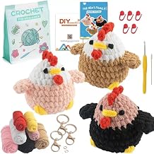 HaoBaiyxgs Crochet Kit for Beginners,Stuffed Animal Knitting Kit for Adult | 3 Kawaii Stuffed Animals - Cute DIY Yarn PlushEasy Beginner Crochet Kit for Kids