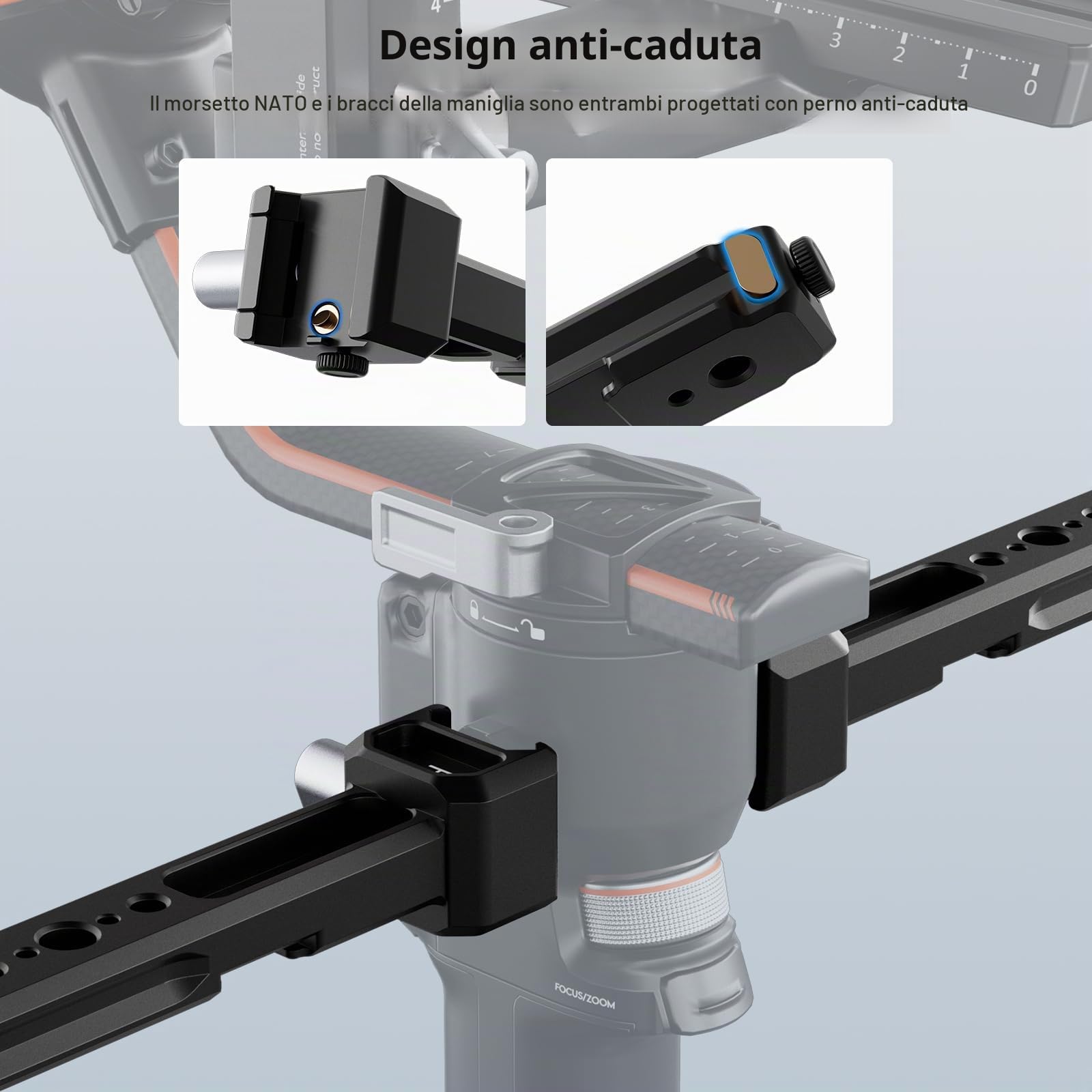 SIRUI RS4/RS3/RS2 Dual Handgrip per DJI RS 4/RS 4Pro/RS 3/RS 3 Pro/RS 2/RSC 2/Ronin-S/Ronin-SC, kit a Doppia Maniglia con 2 NATO Rail, Incorporato Cold Shoe, Filettature da 1/4" e 3/8", AM-DSH
