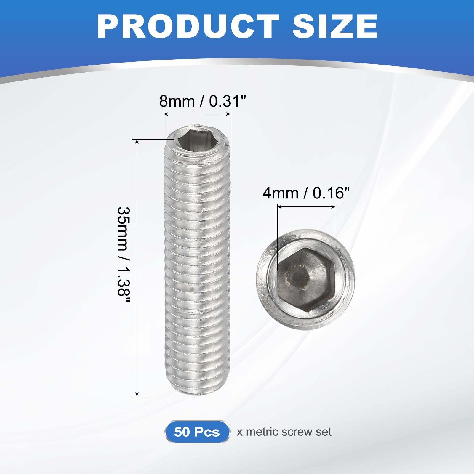 PATIKIL 50 Pcs Hex Socket Grub Screw - Image 2