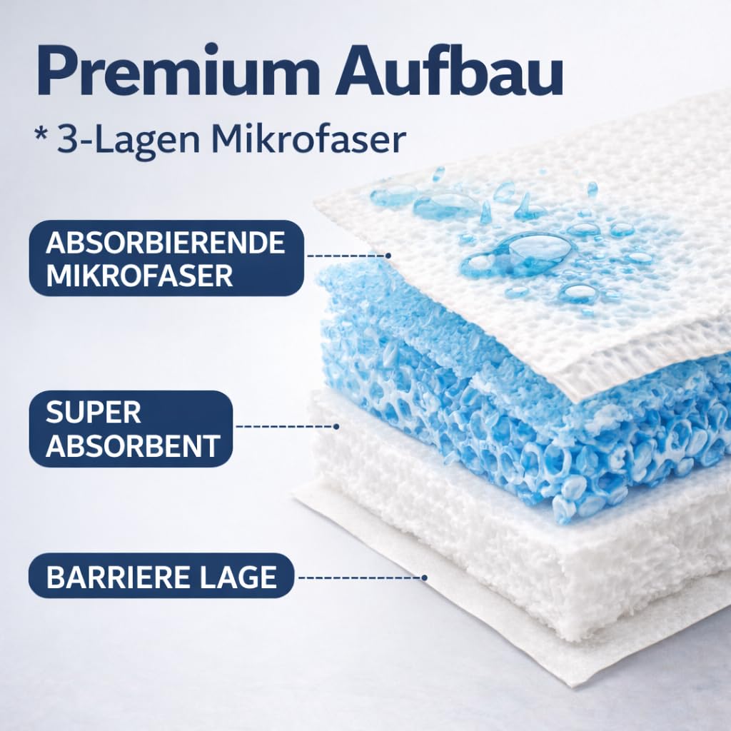 Fregona desechable de 42 x 13 cm – 100 unidades (20 x 5) en caja – Alta absorción > 250 ml – 3 capas de microfibra – para gastronomía, industria y limpieza – 2,3 kg aprox