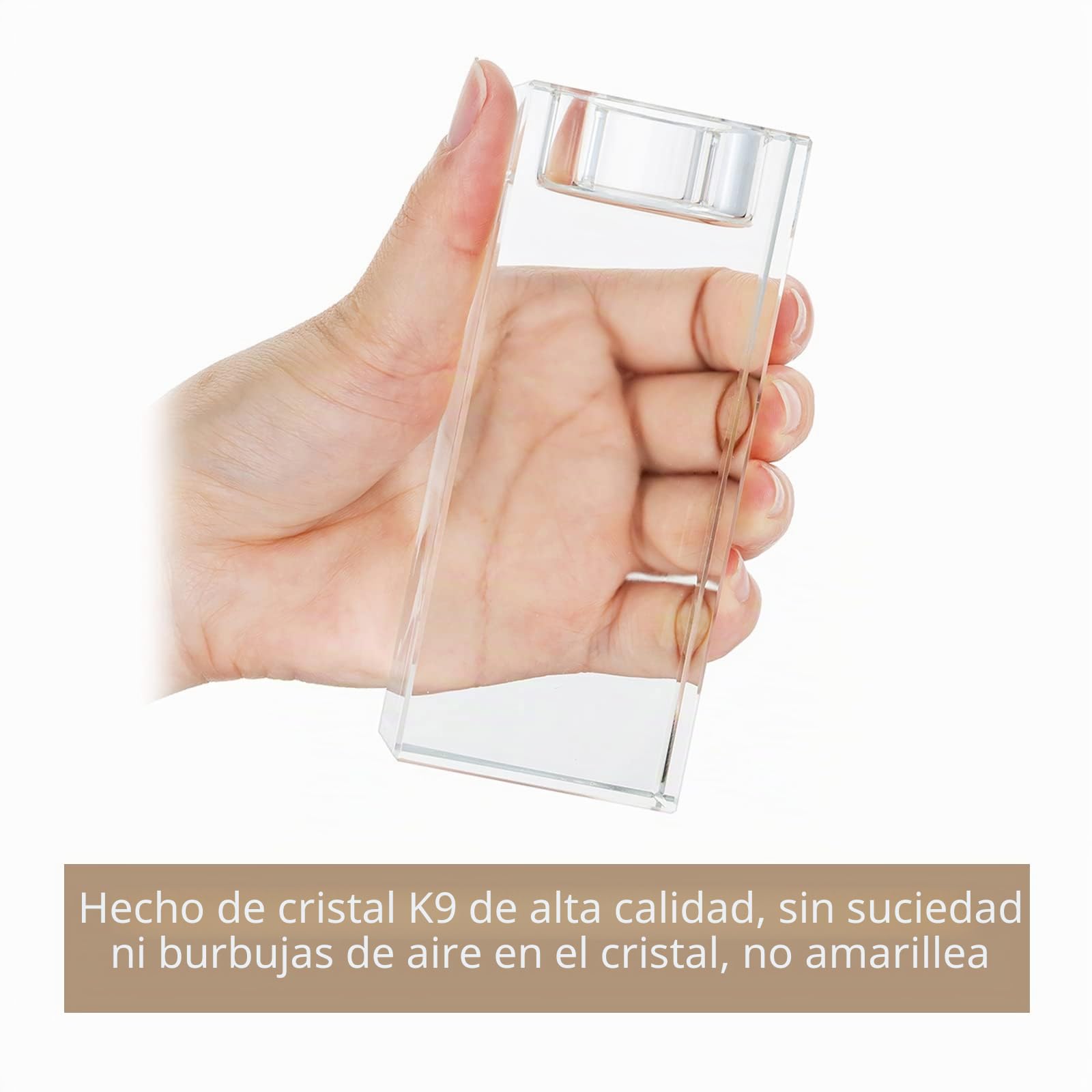 Sziqiqi Un Juego(Tres Piezas) De Candeleros Cristales De Vidrio Superior Adornos Creativos por Las Fiestas, Las Bodas Y Las Ceremonias, O por El Hogar Y Bar, Cuadrado