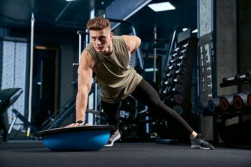 Miniatura 4 de Balançoire Media pelota de equilibrio de ejercicio, tabla de equilibrio de entrenamiento de estabilidad con bandas de resistencia, media pelota de