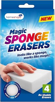 HOMESHOPA Magic Eraser Sponge, 4 Pack Multi-Surface Cleaning Sponges for Walls, Kitchen, Bathroom & Shoes, Removes Marks & Stains with Water Only