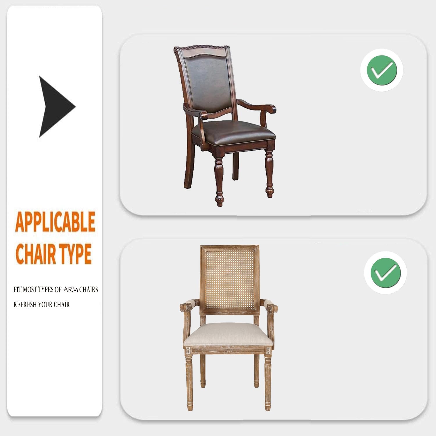 Deisy Dee Stretch Arm Chair Covers, Mid Century Chair Slipcovers, Accent Chair Covers (Dark Brown)