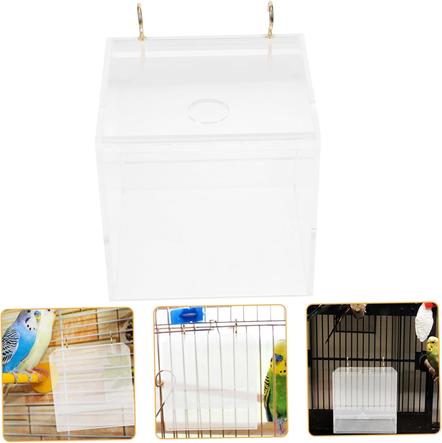 Kisangel 2pcs Bird Cage Mounted Bathtub Budgerigar Cube Bird Bath Box for Parakeets Canaries