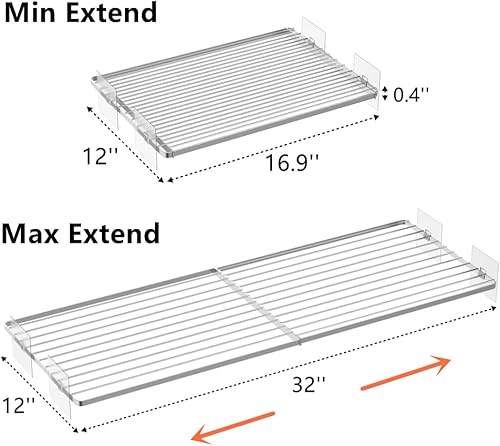 Miniatura 3 de Slideep Estantes de alambre expandibles de acero inoxidable, organizador de gabinete de tensión resistente, sistema organizador de divisor de