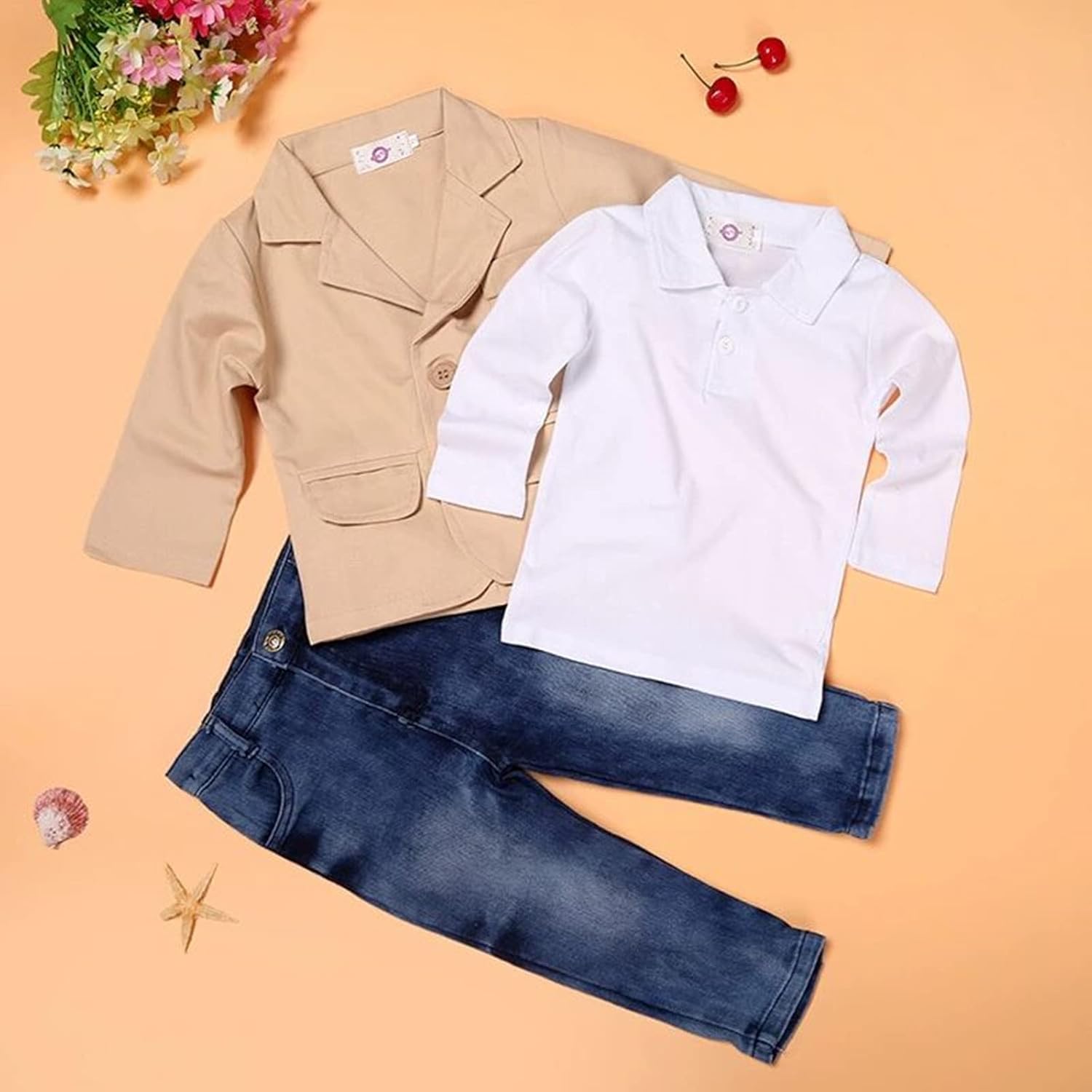 Toddler Baby Boys Gentleman 3 Pieces Shirt+Jacket+ Jeans Wedding Infant Pants Clothing Sets - Image 4