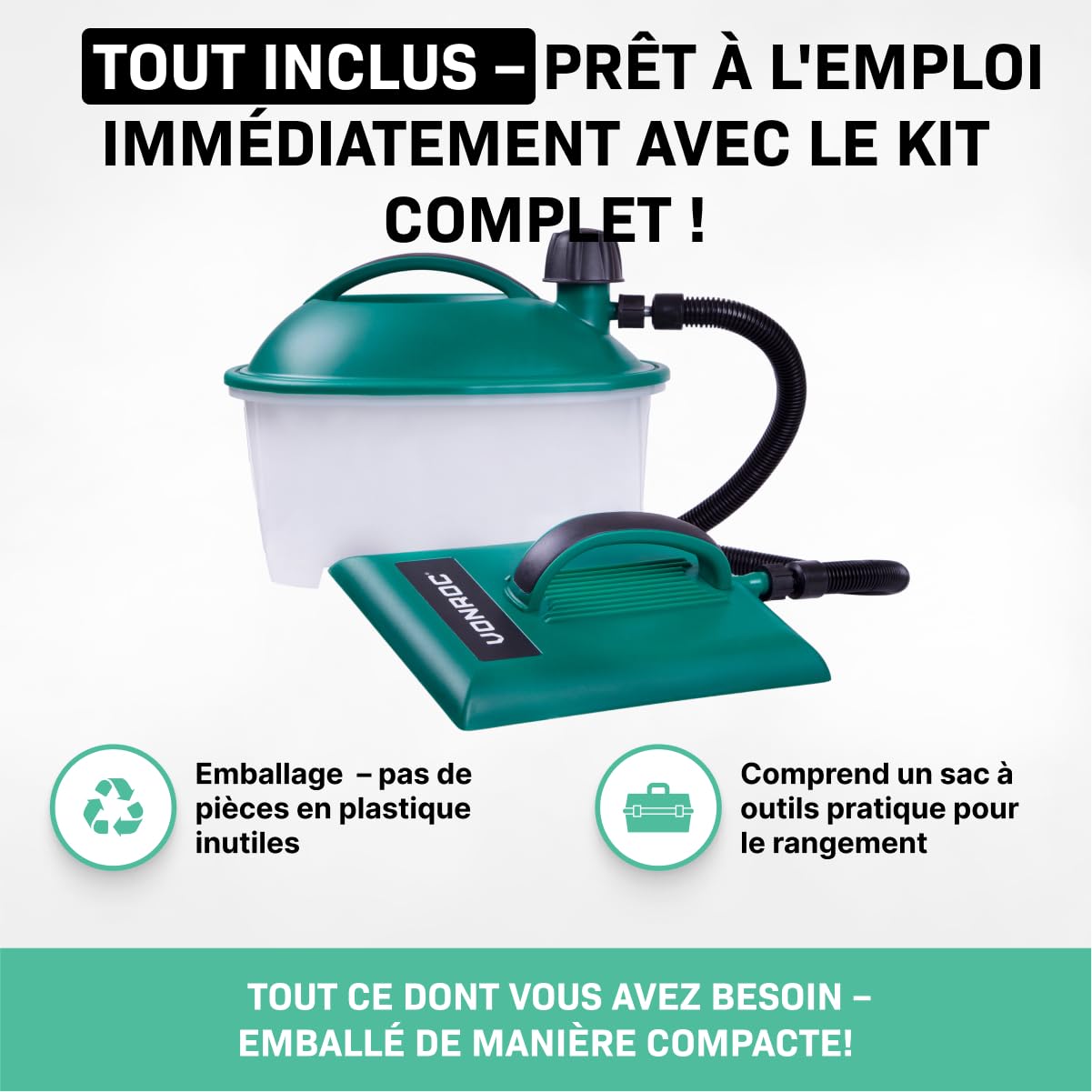 VONROC Décolleuse Papier Peint 2000 W – Réservoir 4,5 L, Autonomie 75 min – Tuyau 3,5 m – Plaque Vapeur avec Poignée - Décoller Papier Peint Murs – Décolleuse Murale pour Rénovation - Couleur Verte