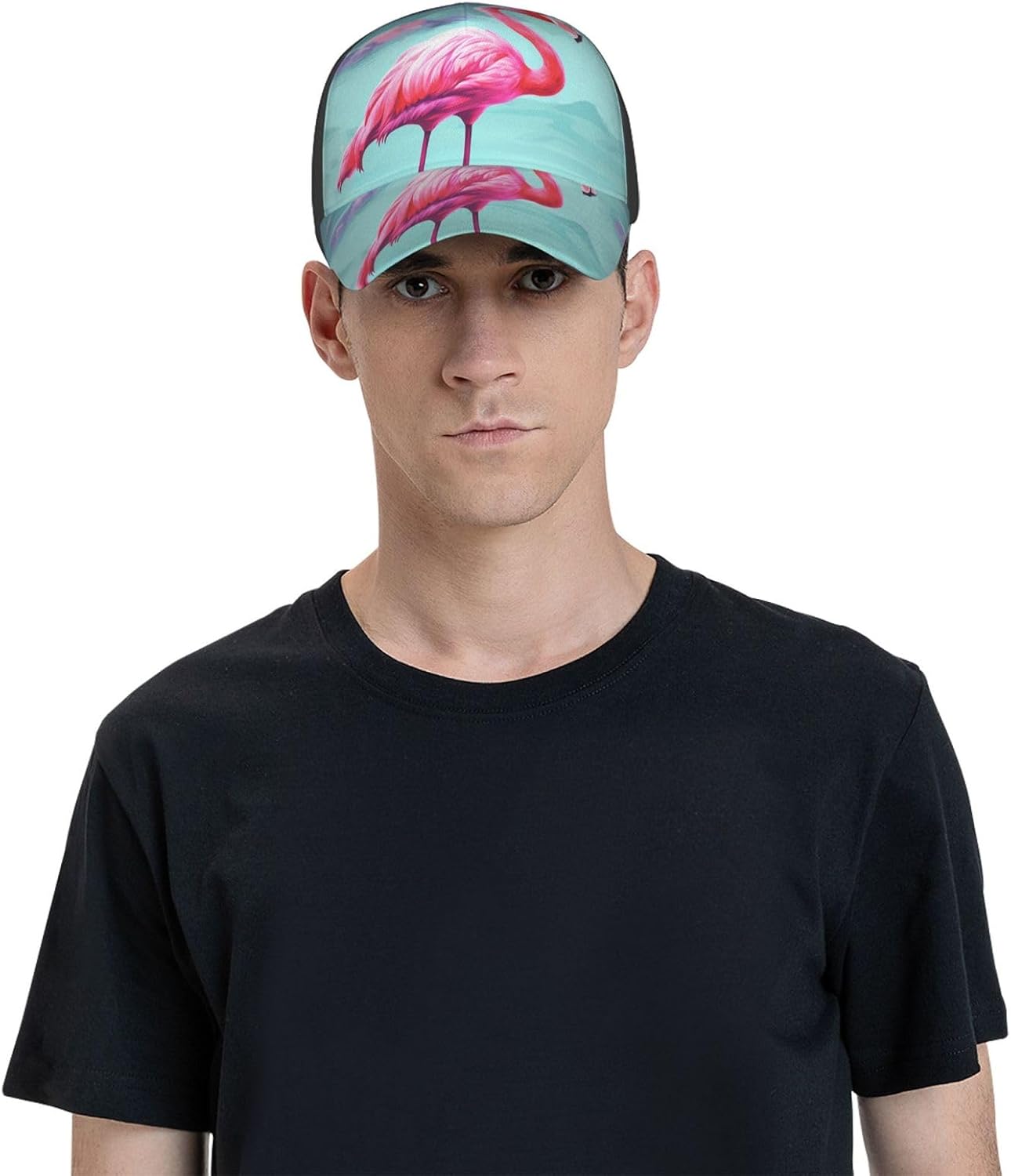 Flamingos Baseball Caps for Women Men Golf Dad Hat Adjustable Sun Hat Fashion Sports Caps Black