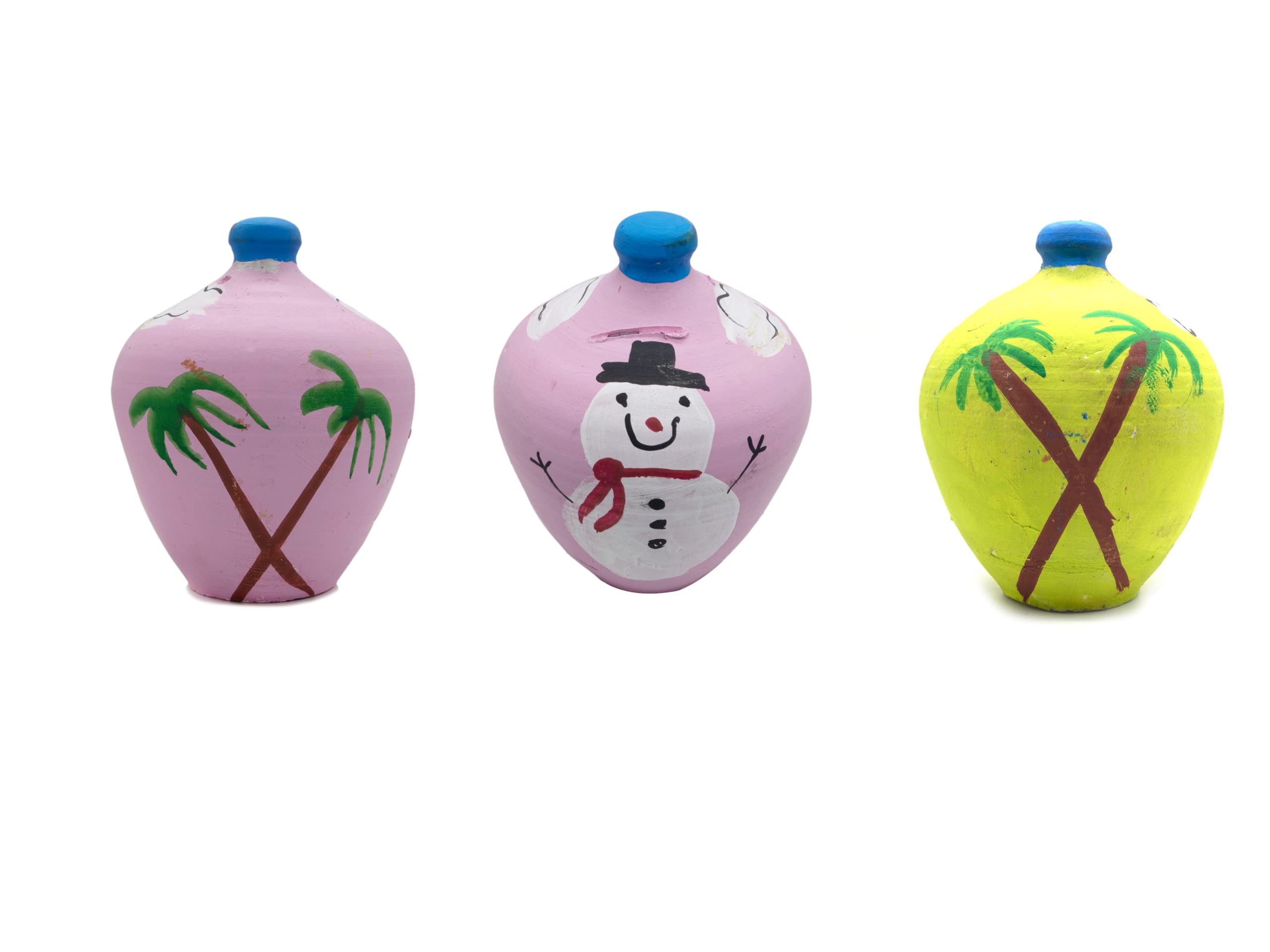 BS Natural Clay Art Clay Coin Bank/Mitti Ka Gullak for Kids/Adults -Beautiful Rural Artists Work(Pack of 3)