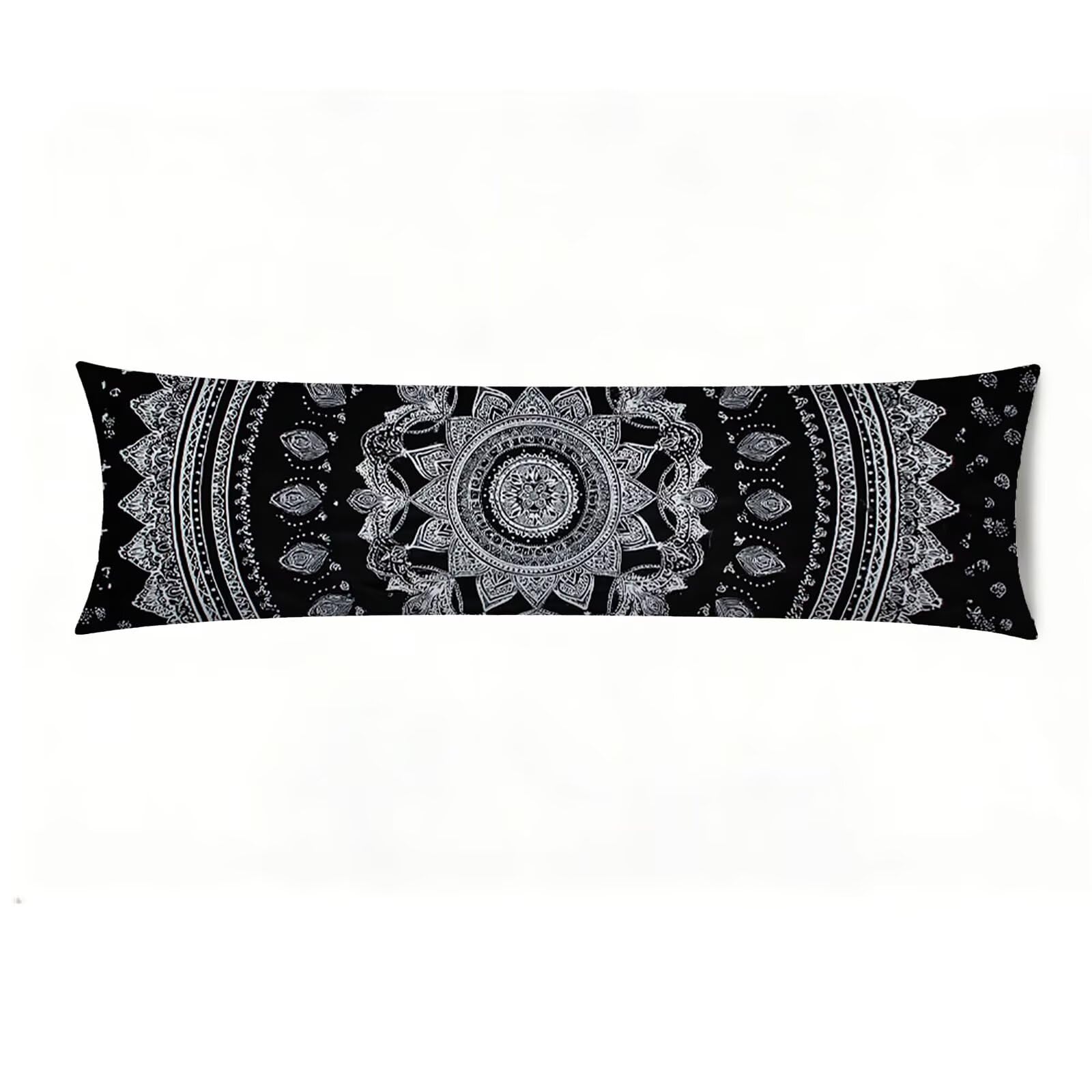 Taie de traversin 40x145 en velours noir et blanc au design nordique chic