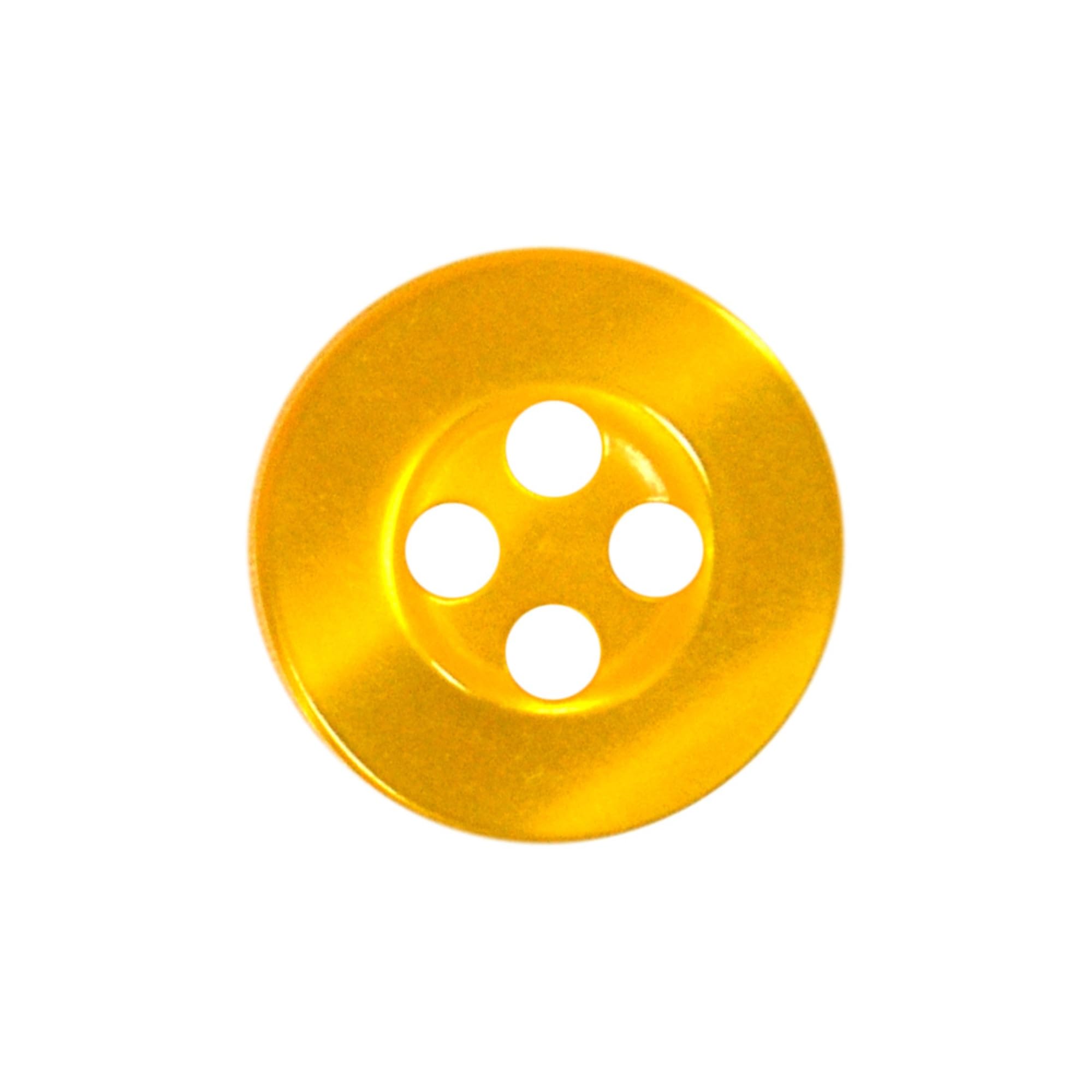 11mm Round Sew On Plastic Buttons for Shirts & Blouses - Pearlescent, Flat with 4 Holes, 18L - Pack of 20 - Yellow
