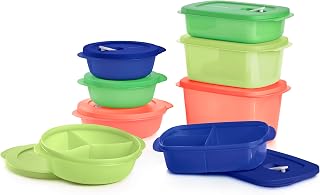 CrystalWave 8 Piece Food Storage Container Set in Multi Colors, Dishwasher Safe and BPA Free (8 Containers, 8 Lids)