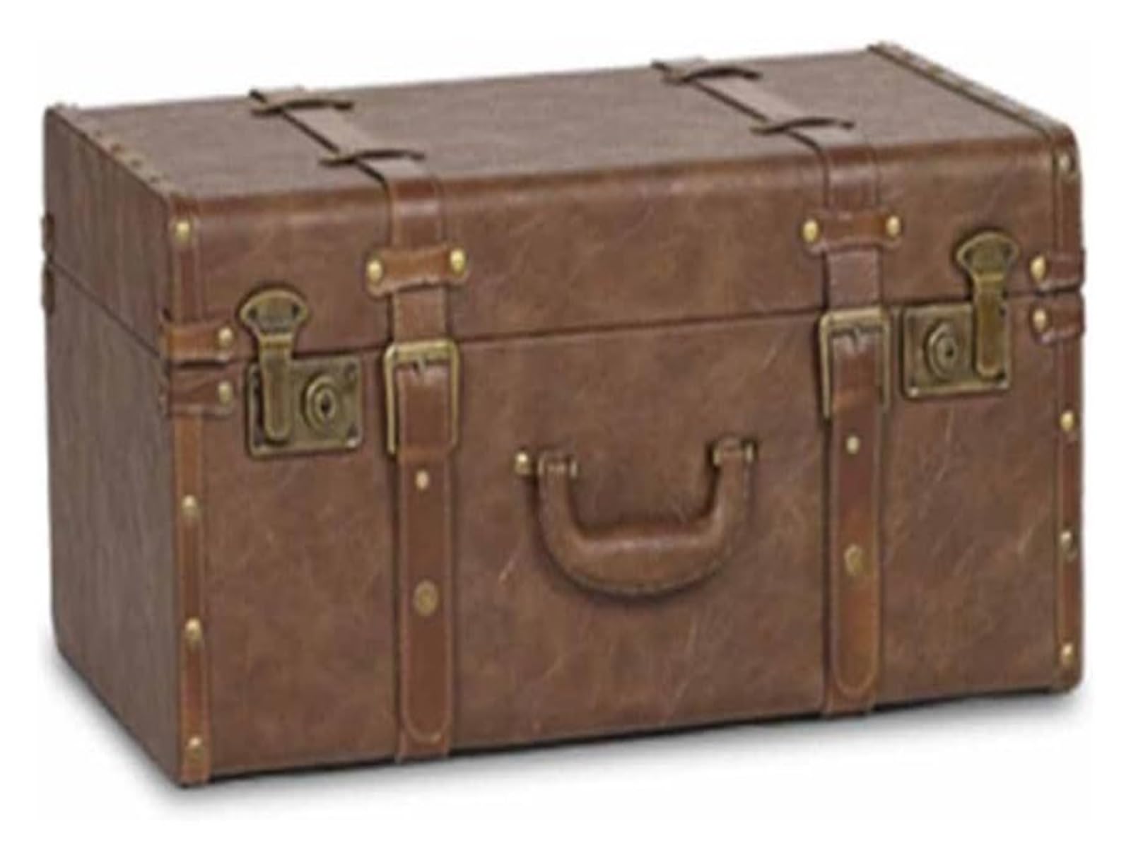 Maleta Retro, baúl de Madera Antiguo, Caja de Almacenamiento Retro de Cuero para Equipaje, República de China, Accesorios para fotografía, Adornos Decorativos (54x34x20cm)
