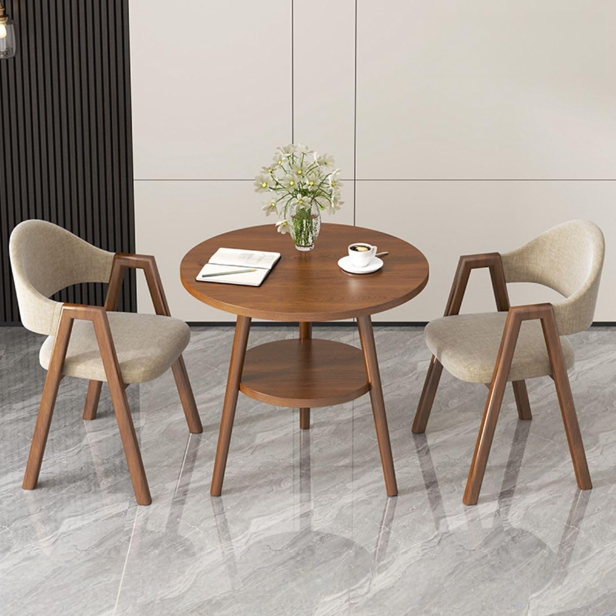 Office Reception Desk and Chair Set, Small Dining Table with Chairs, Business Coffee Leisure Table and Chair Set for Lounge, Living Room, Kitchen, Cafe, Small Spaces