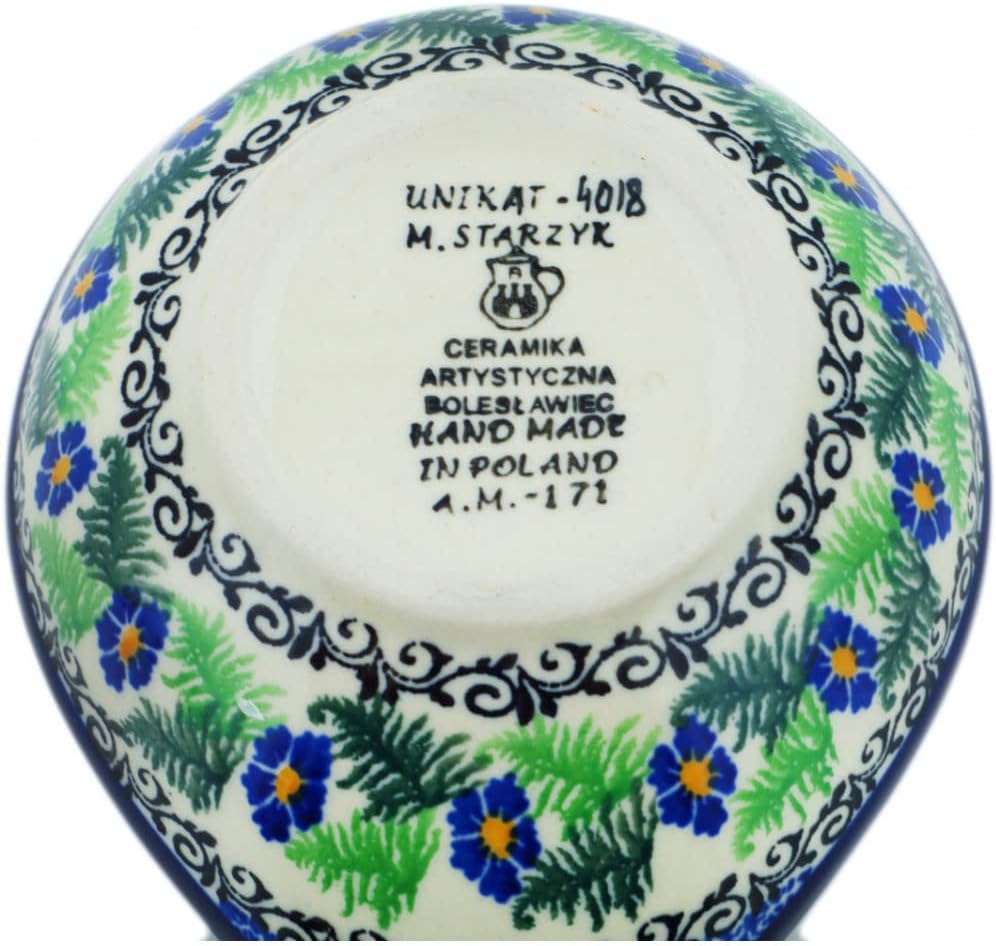 Polmedia Polish Pottery Condiment Dish UNIKAT - Cabin Meadow Pattern Handmade in Boleslawiec Poland by Ceramika Artystyczna + Certificate of Authenticity