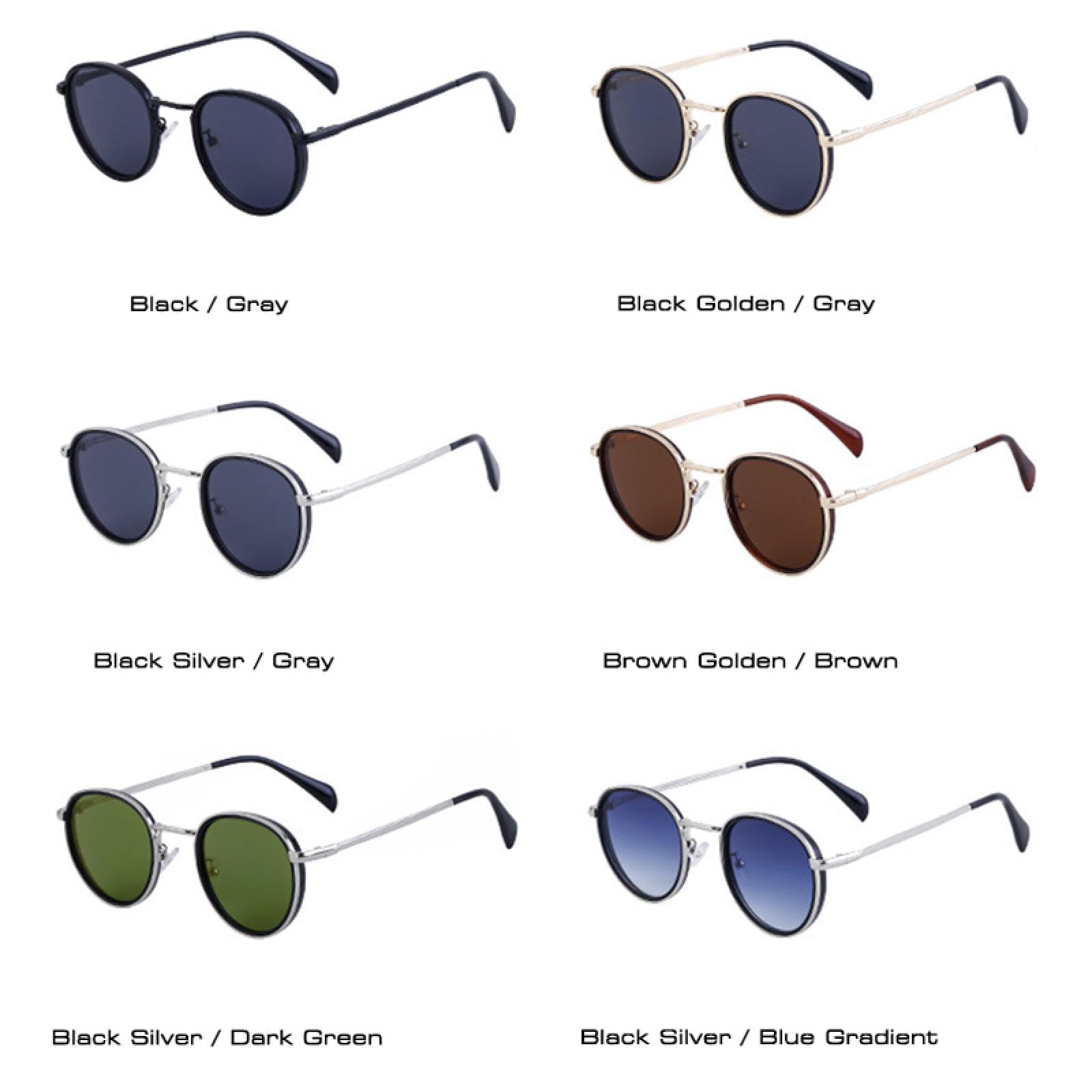Gafas de sol ovaladas para mujer, gafas de sol estilo punk con montura metálica para hombre